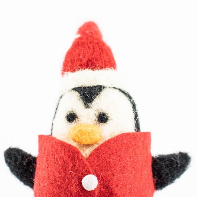 Wollen hanger pinguin kerstmuts