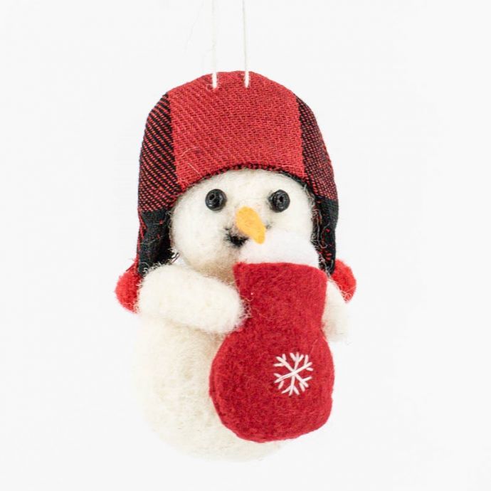 Wollen hanger sneeuwpop tas