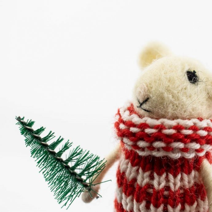 Wollen hanger muis kerstboom