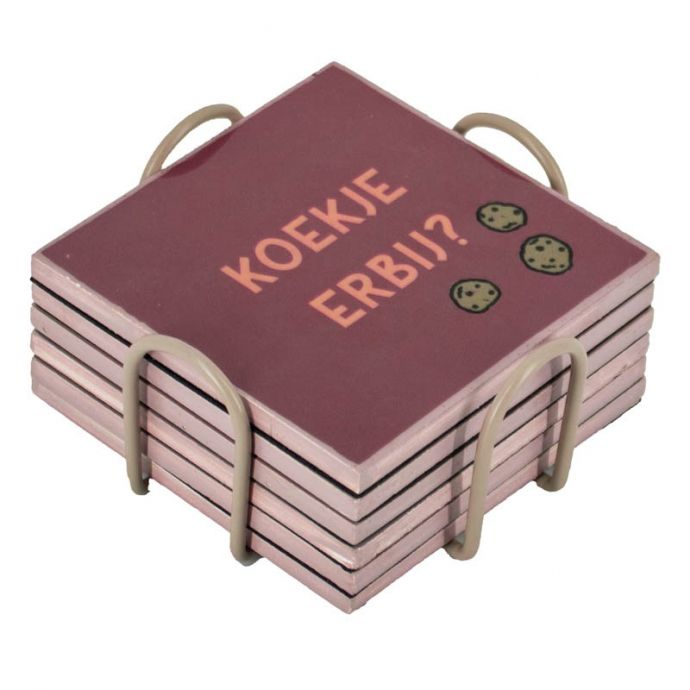 Set van 6 onderzetters met rekje 'Koffie'