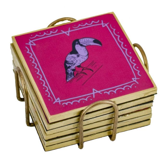 Set van 6 onderzetters met rekje 'Animals'