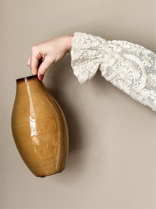 Metalen vaasje mustard 