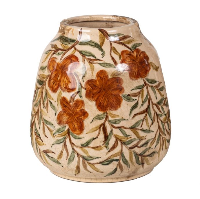 Aardewerk vaas handgeschilderd Kiku S