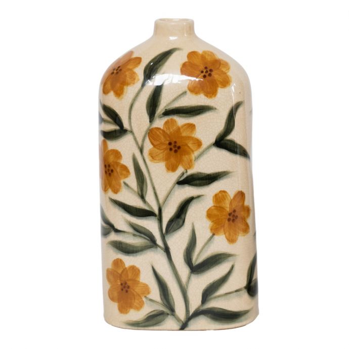 Aardewerk vaas handgeschilderd Solar L