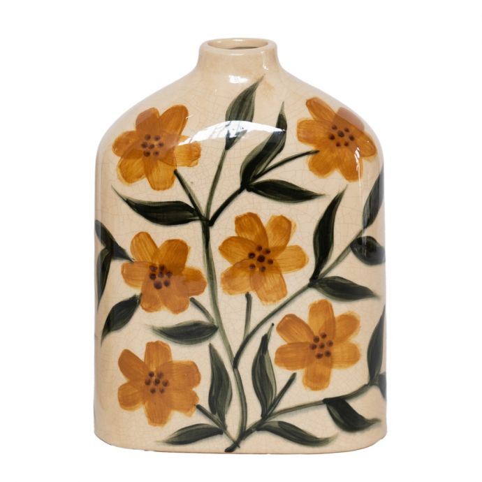 Aardewerk vaas handgeschilderd Solar S