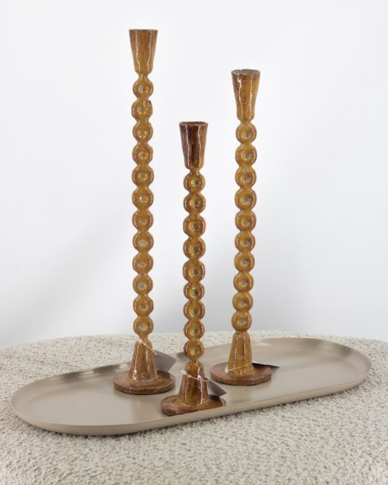 Metalen kaarsenstandaard Orbs mustard