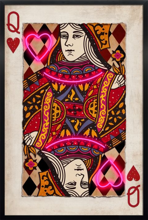 Schilderij met LED Queen of hearts