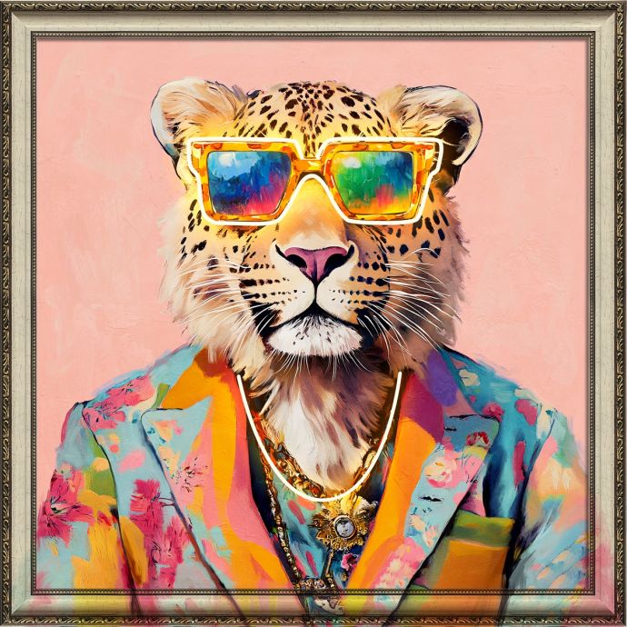 Schilderij met LED cool tiger