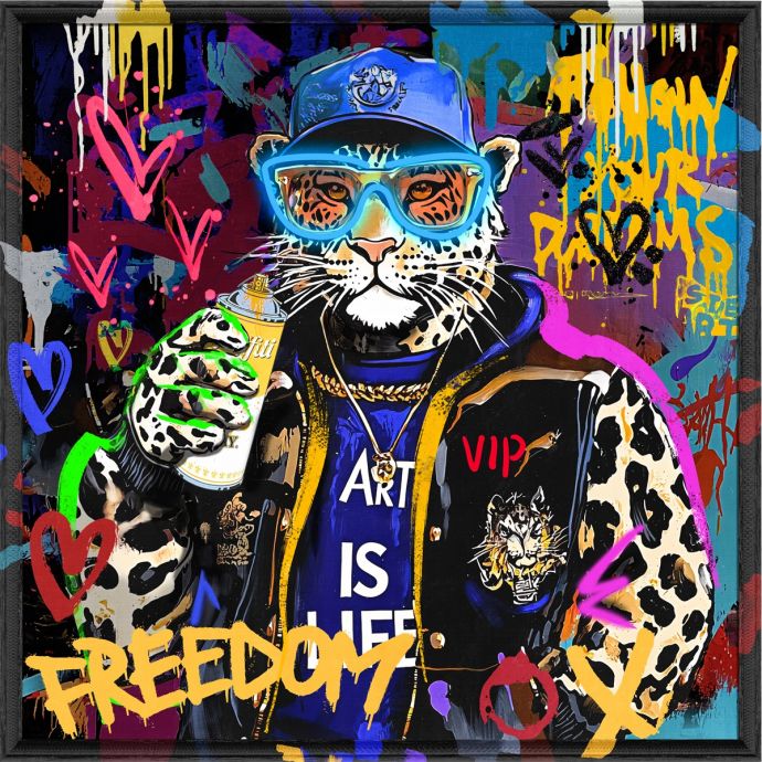 Schilderij met LED skateboard tiger 