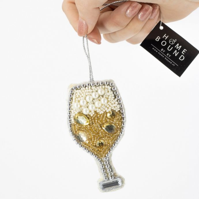Hanger met kralen champagne