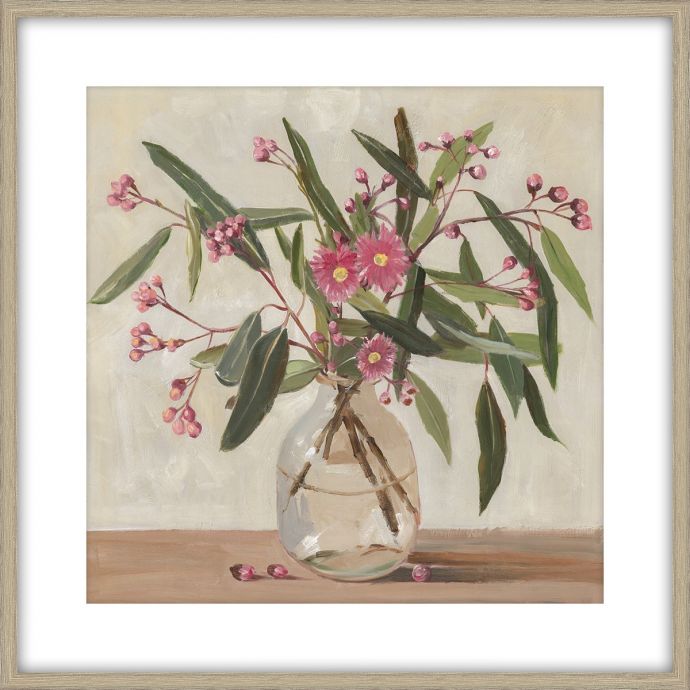 Schilderij met frame vaas met bloemen