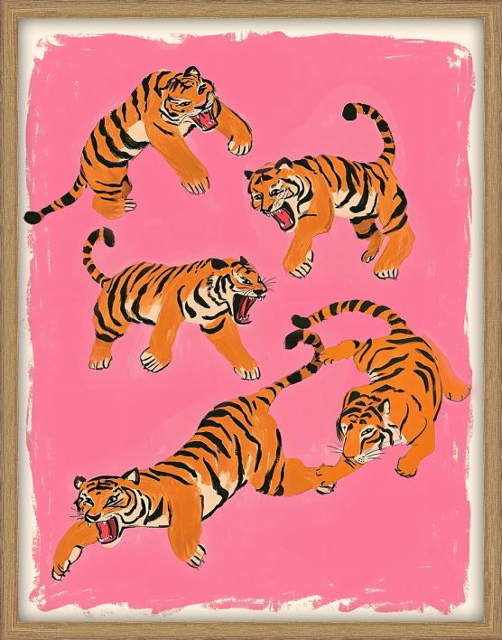 Schilderij met frame tigers
