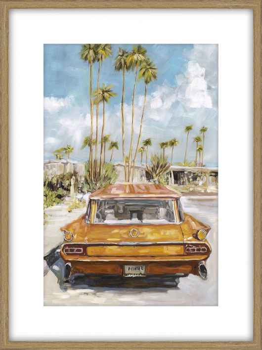Schilderij met frame Palm Springs auto
