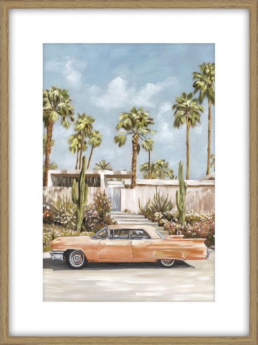 Schilderij met frame Palm Springs auto