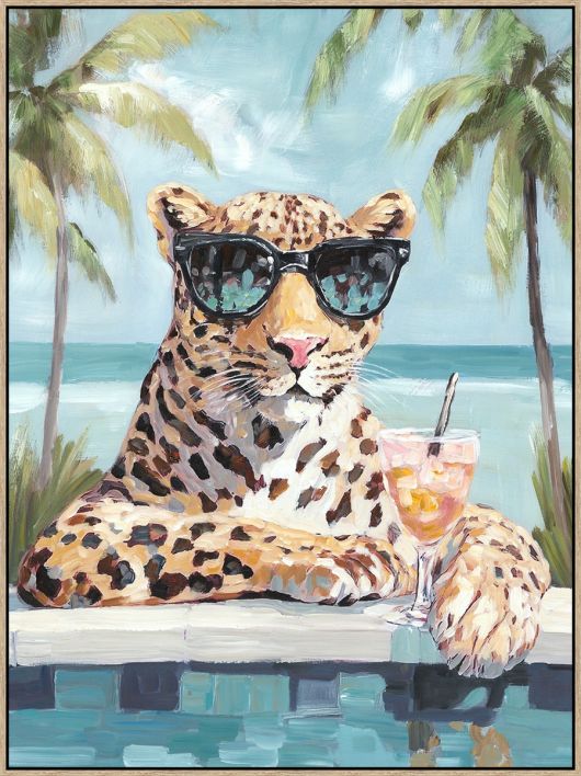 Schilderij met frame tijger zonnebril