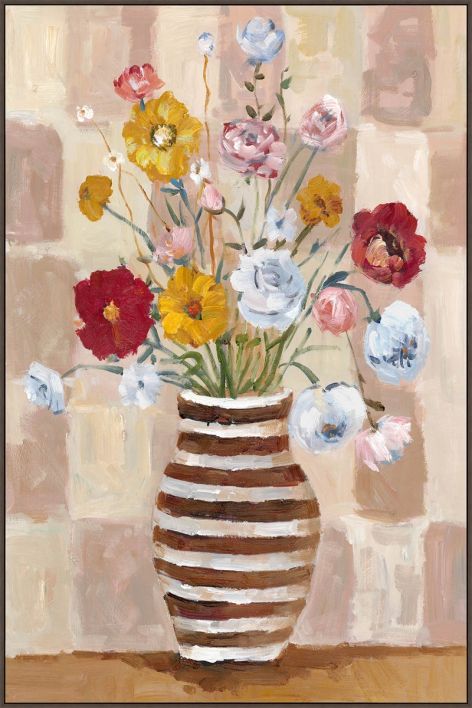 Schilderij met frame vaas met bloemen