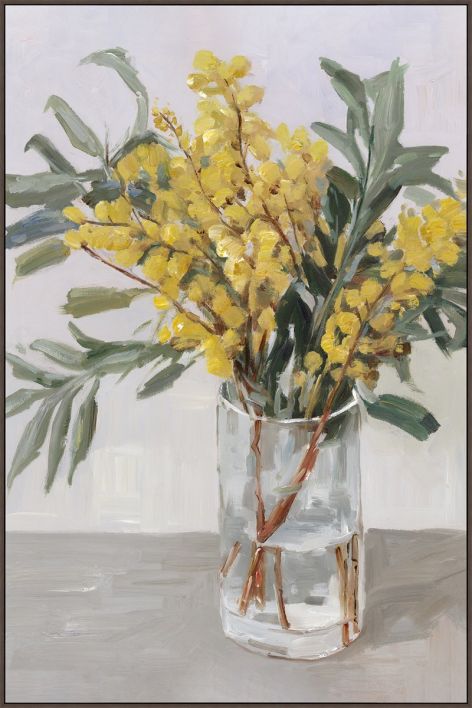 Schilderij met frame vaas met bloemen