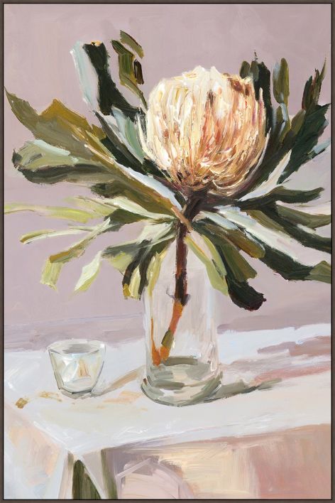 Schilderij met frame vaas met bloemen