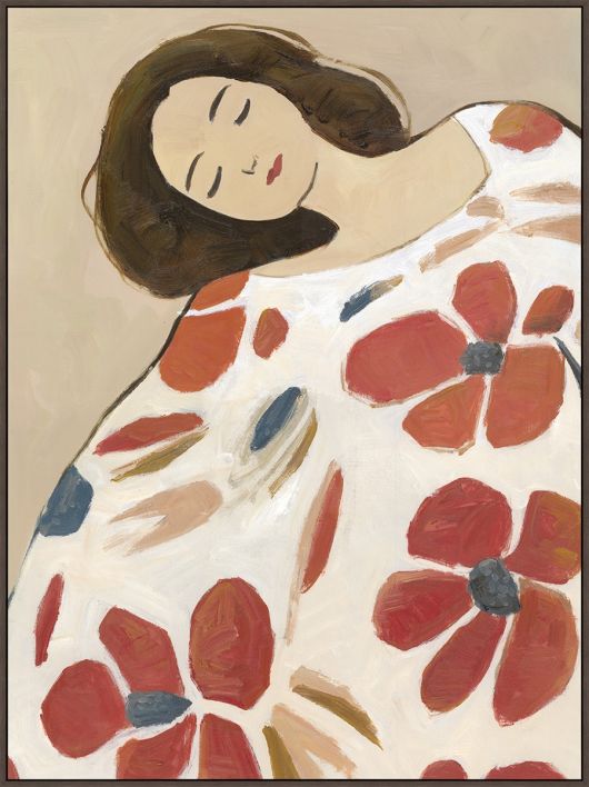 Schilderij met frame vrouw bloemen