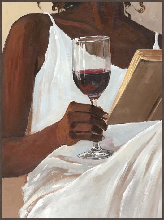 Schilderij met frame vrouw wijn