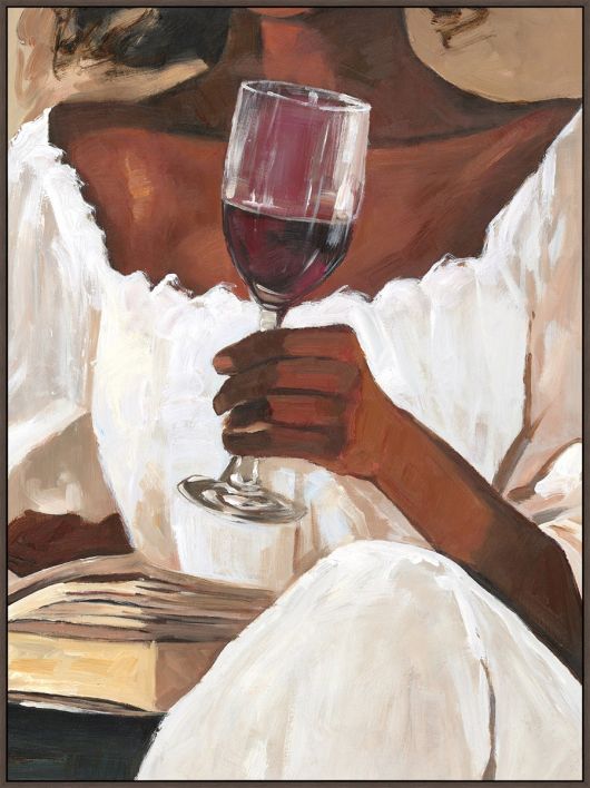 Schilderij met frame vrouw wijn