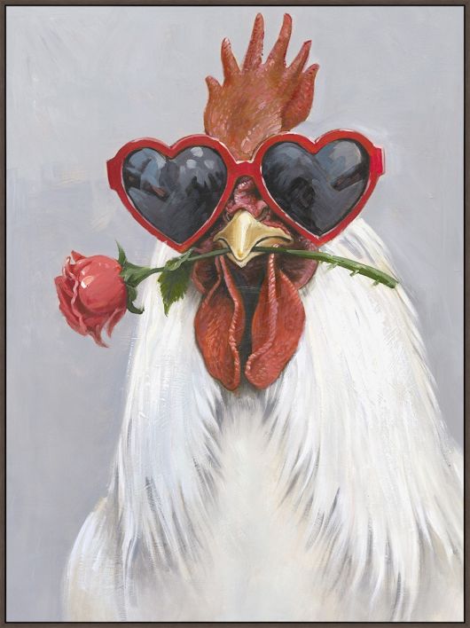 Schilderij met frame chicken love