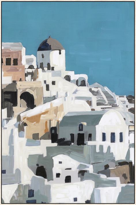 Schilderij met frame Santorini 