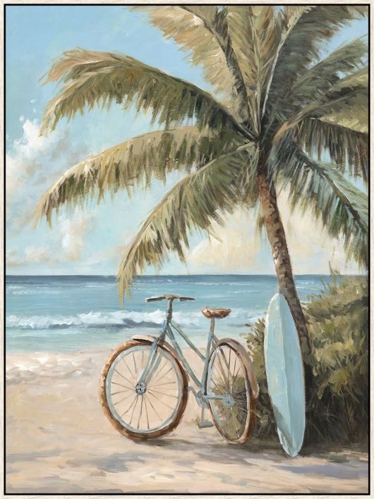 Schilderij met frame surfboard 