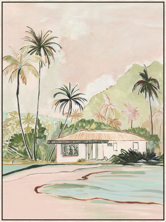 Schilderij met frame tropical cabana 
