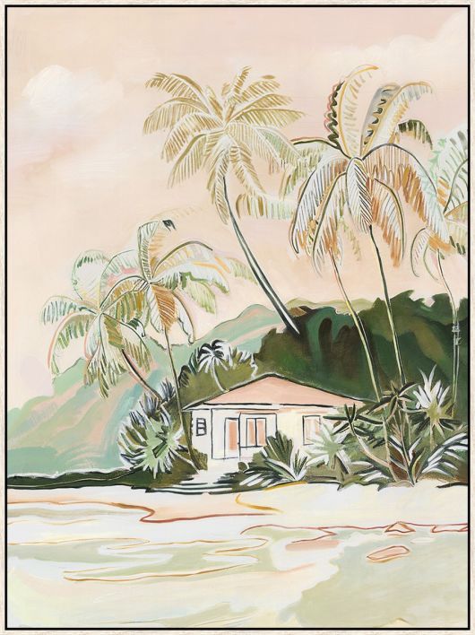 Schilderij met frame tropical cabana 