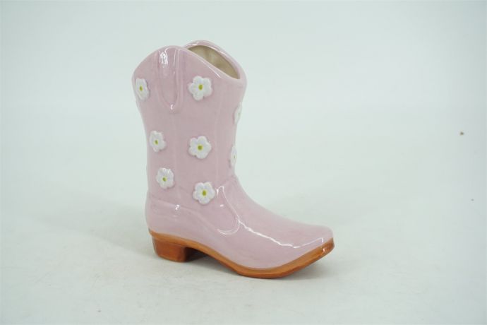 Aardewerk vaas cowboylaars roze