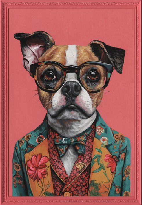 Schilderij met lijst bulldog