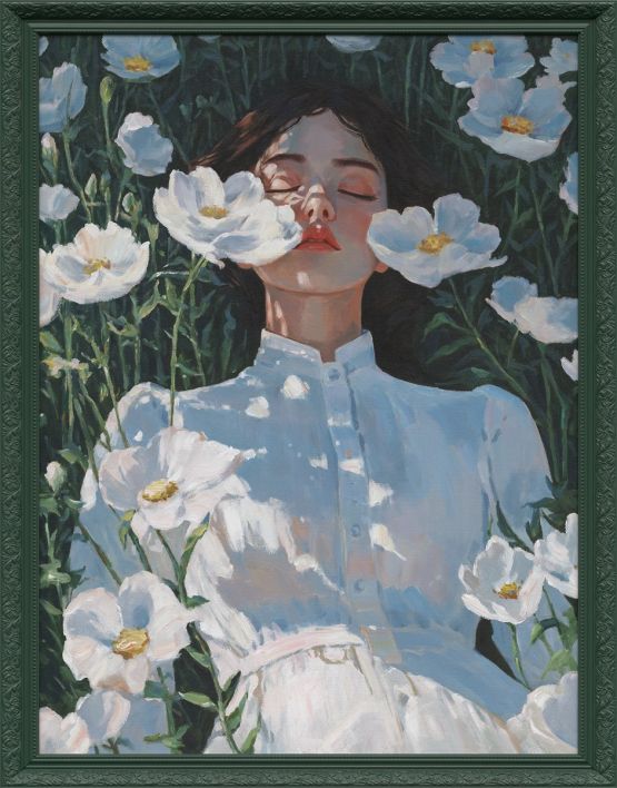 Schilderij met lijst daisy 100x130cm