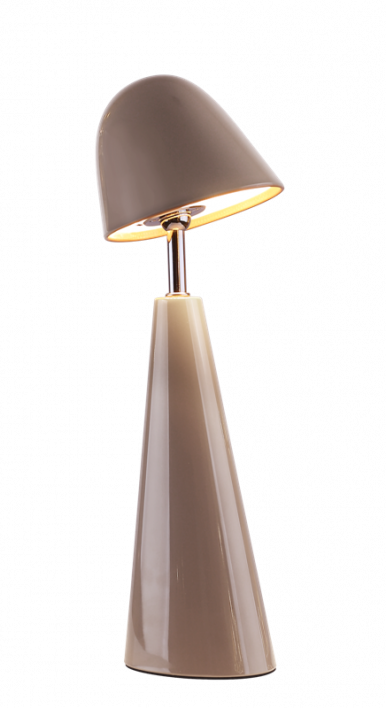 Bureaulamp Dot LED op accu taupe, afneembare kap