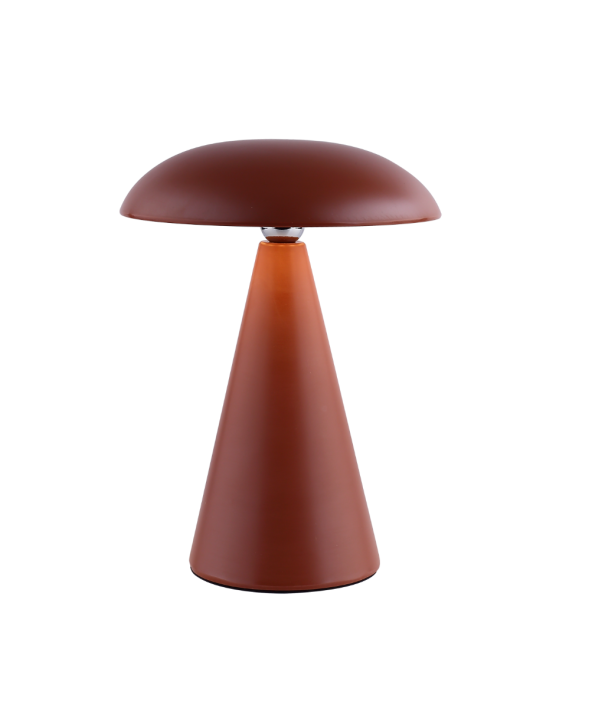 Bureaulamp Mush LED op accu mat aubern, afneembare kap