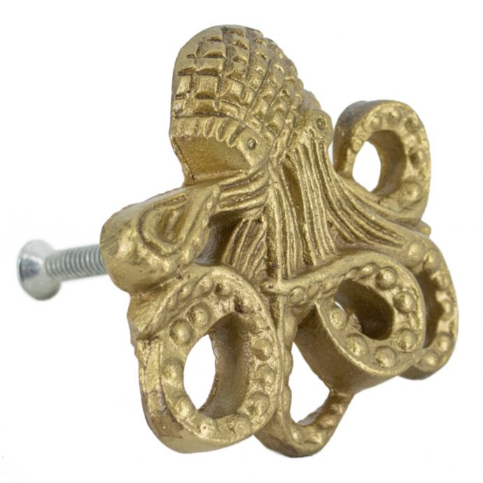 Knopje metaal octopus goud
