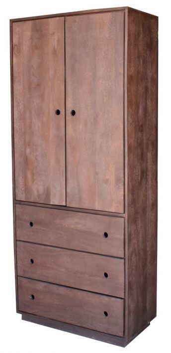 Boekenkast Ubud 85cm 2-deurs, 3 laden walnut 