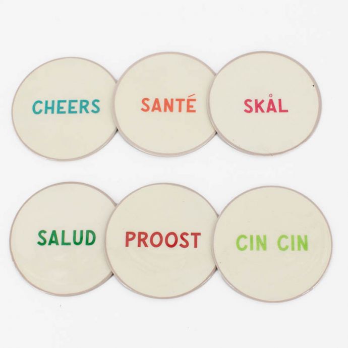 Set van 6 onderzetters 'Proost'