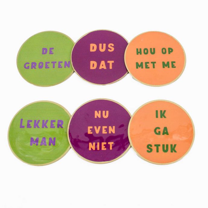 Set van 6 onderzetters 'Lekker man' 