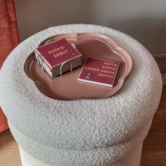 Set van 6 onderzetters met rekje 'Koffie'