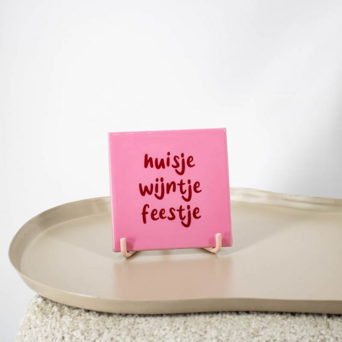 Tegeltje - Huisje wijntje feestje