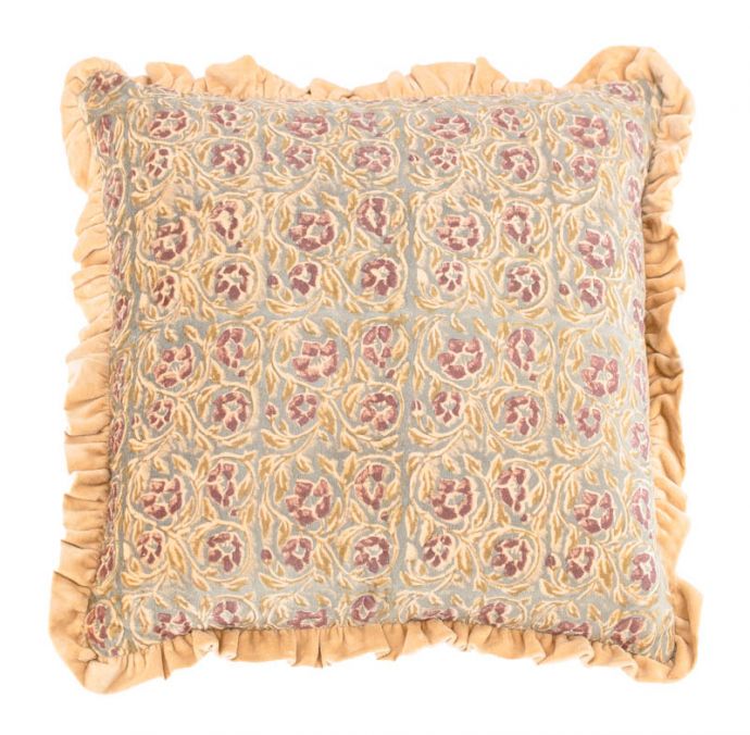 Kussen floral met roezels rosewood