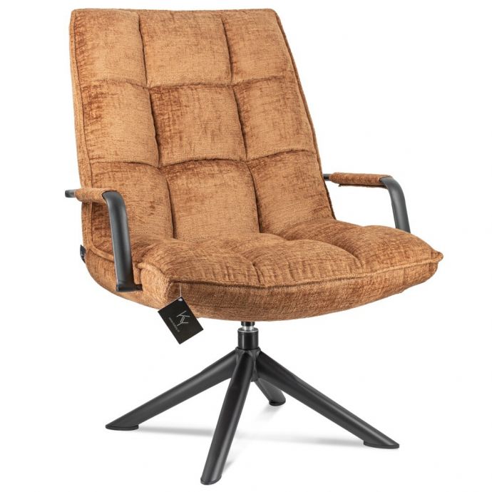 Draaifauteuil Hidde met armleuning roest