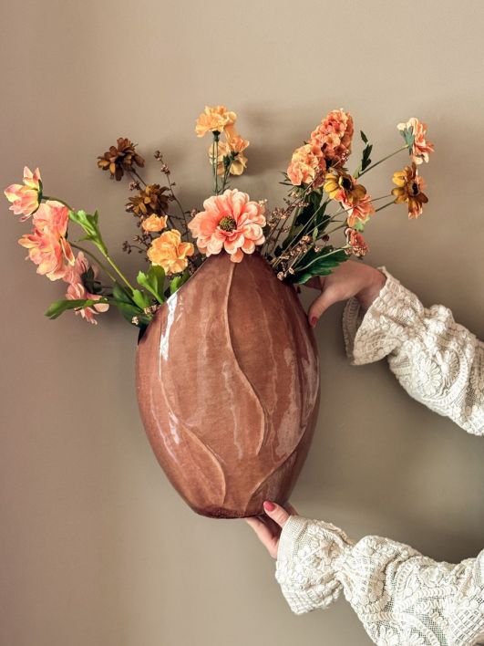 Metalen vaas Flower amber