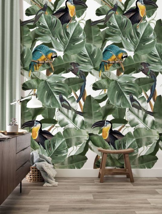 Patroon behang Botanical birds