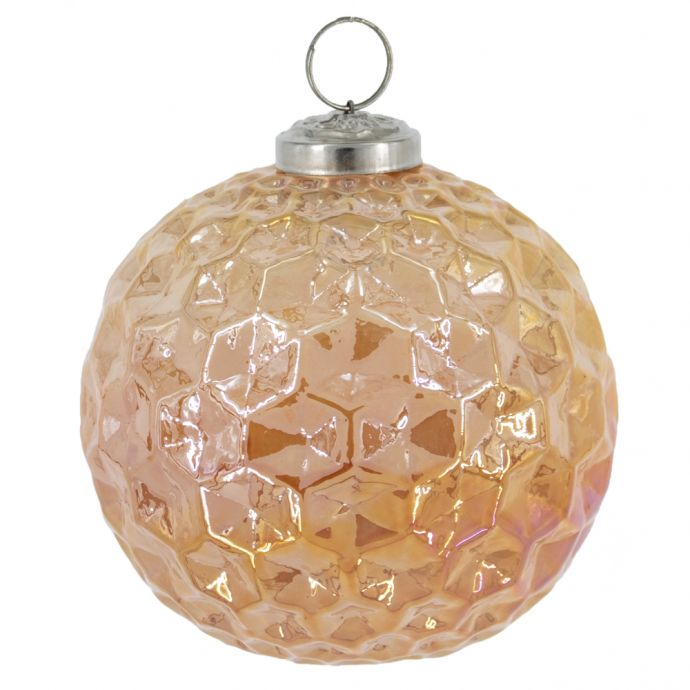 Glazen kerstbal oranje parelmoer