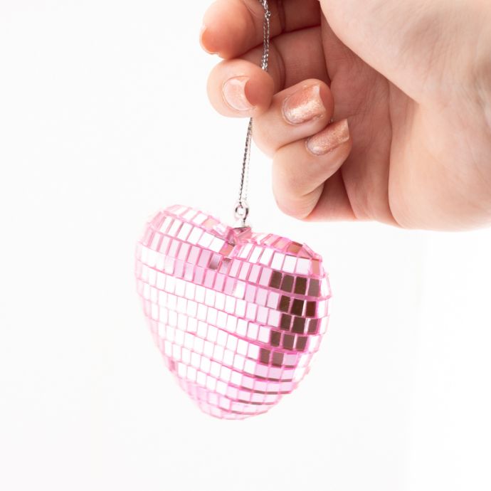 Kersthanger Disco Hart roze
