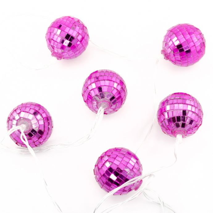 Kerstslinger Discobal met LED fuchsia