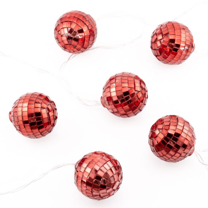 Kerstslinger discobal met LED rood