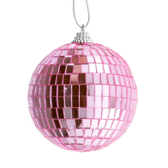 Set van 6 discoballen roze